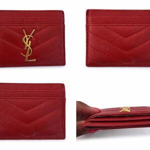 Saint Laurent Scarlet Card Holder with Gold Logo